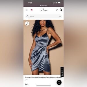 Blue satin mini dressss from Lulu’s.